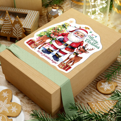 Merry Christmas Festivities Sticker, Holiday Cheer Kiss Cut Sticker, Cute Christmas Gift Idea, Waterproof Vinyl Sticker For Planners Scrapbooks