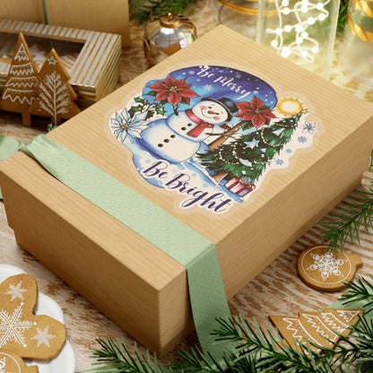 Be Merry Be Bright Sticker, Cute Snowman Christmas Holiday Sticker, Festive Winter Sticker Joyful Snowman Decor, Christmas Spirit Laptop Decal