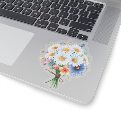 Beautiful Bouquet White Daisies Spring Flowers Kiss-Cut Sticker, Symbol of Purity Innocence Joy April Birth Flower Planner Sticker