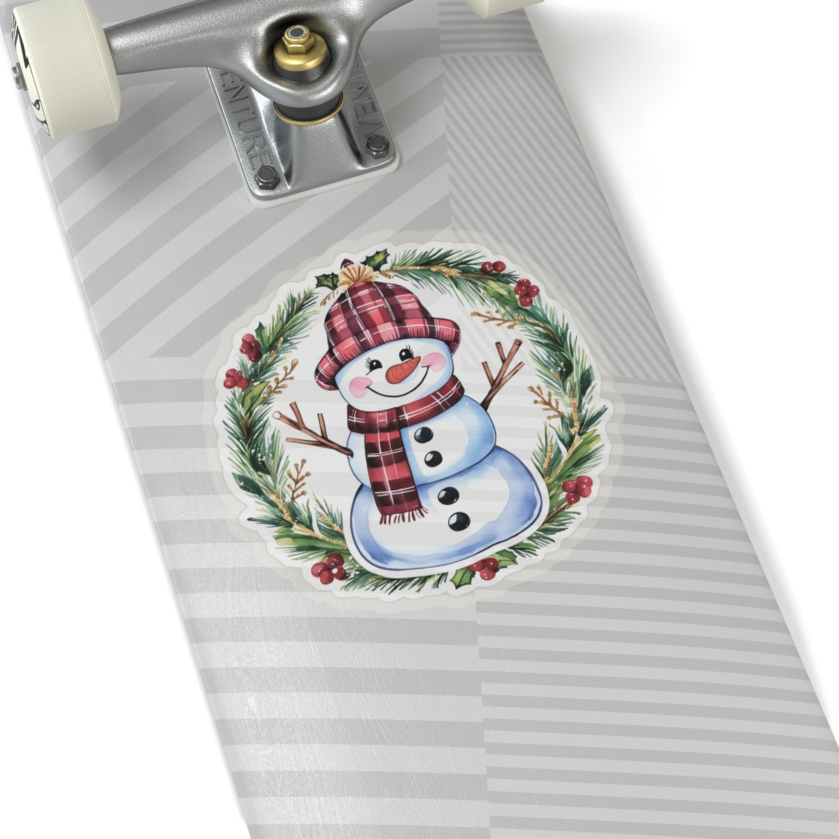 Lucky Snowman Holiday Stickers, Christmas Wreath Vinyl Decals, Cheerful Winter Decoration, Cute Festive Sticker Sheet, Holly Ornament Decor Pack