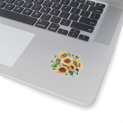 Beautiful Sunflower Bouquet Kiss-Cut Sticker, Floral Vinyl Decal, Laptop Water Bottle Sticker, Sunshine Decor Happy Vibes Positive Affirmation