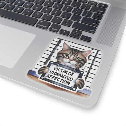 Victim Of Unwanted Affection Cat Kiss Cut Sticker Laptop Decor Water Bottle Sticker