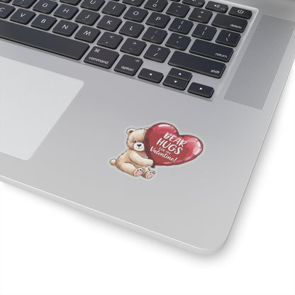 Bear Hugs Sticker, Valentines Day Cute Animal Love Decal, Gift For Her Him, Romantic Kiss Cut Sticker Laptop Journal Water Bottle Art