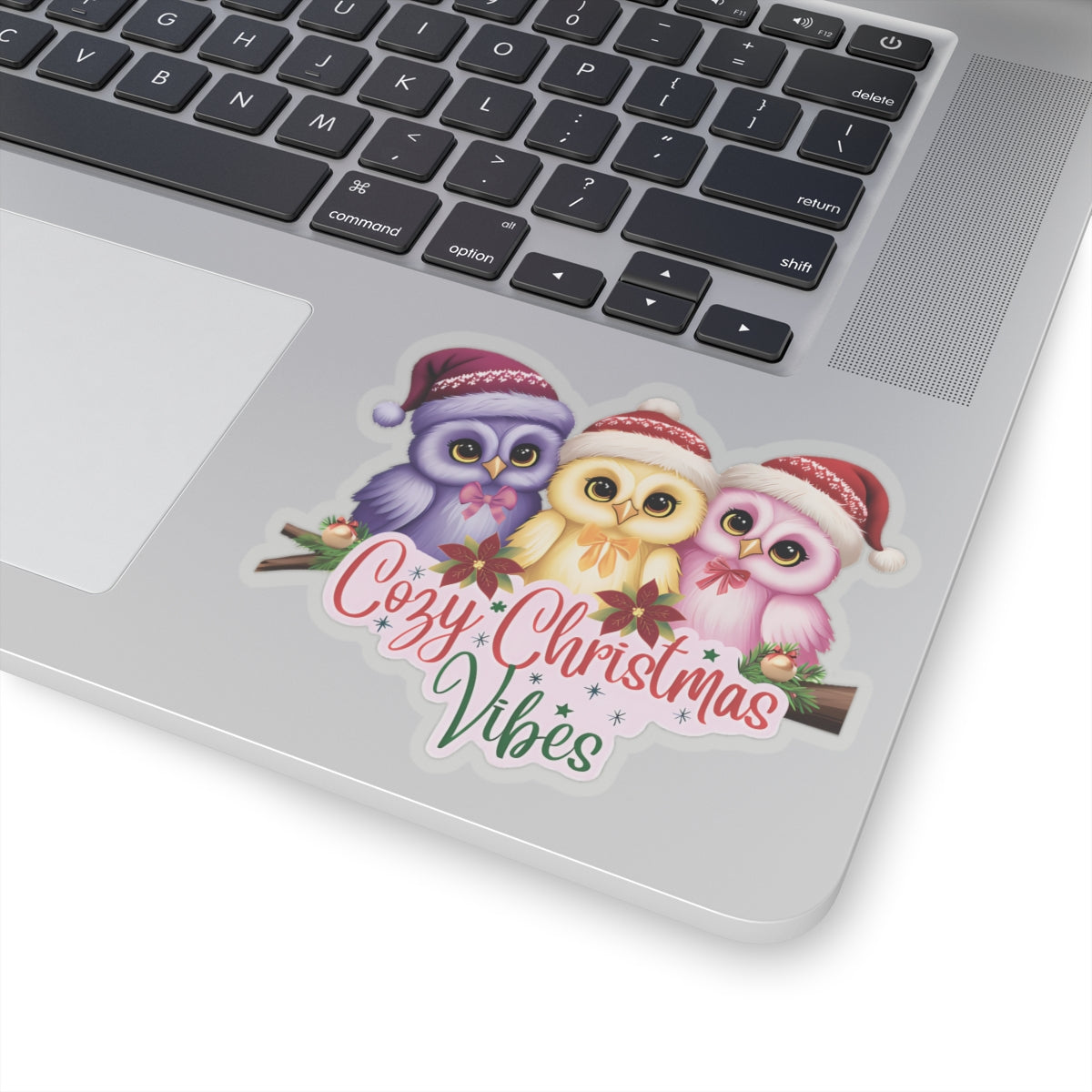 Cozy Christmas Vibes Owl Sticker, Cute Winter Holiday Sticker, Kiss Cut Waterproof Vinyl Sticker, Festive Gift Idea For Planners Scrapbooks