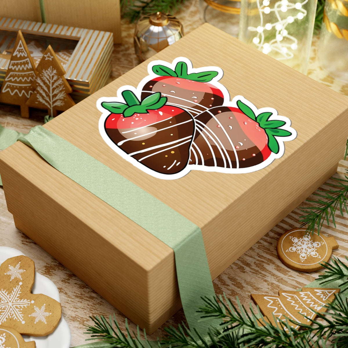 Chocolate Covered Strawberry Sticker, Food Lover Vinyl Decal, Valentine Dessert Sticker, Cute Fruit Sticker, Laptop Water Bottle Journal Decor