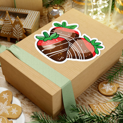 Chocolate Covered Strawberry Sticker, Food Lover Vinyl Decal, Valentine Dessert Sticker, Cute Fruit Sticker, Laptop Water Bottle Journal Decor