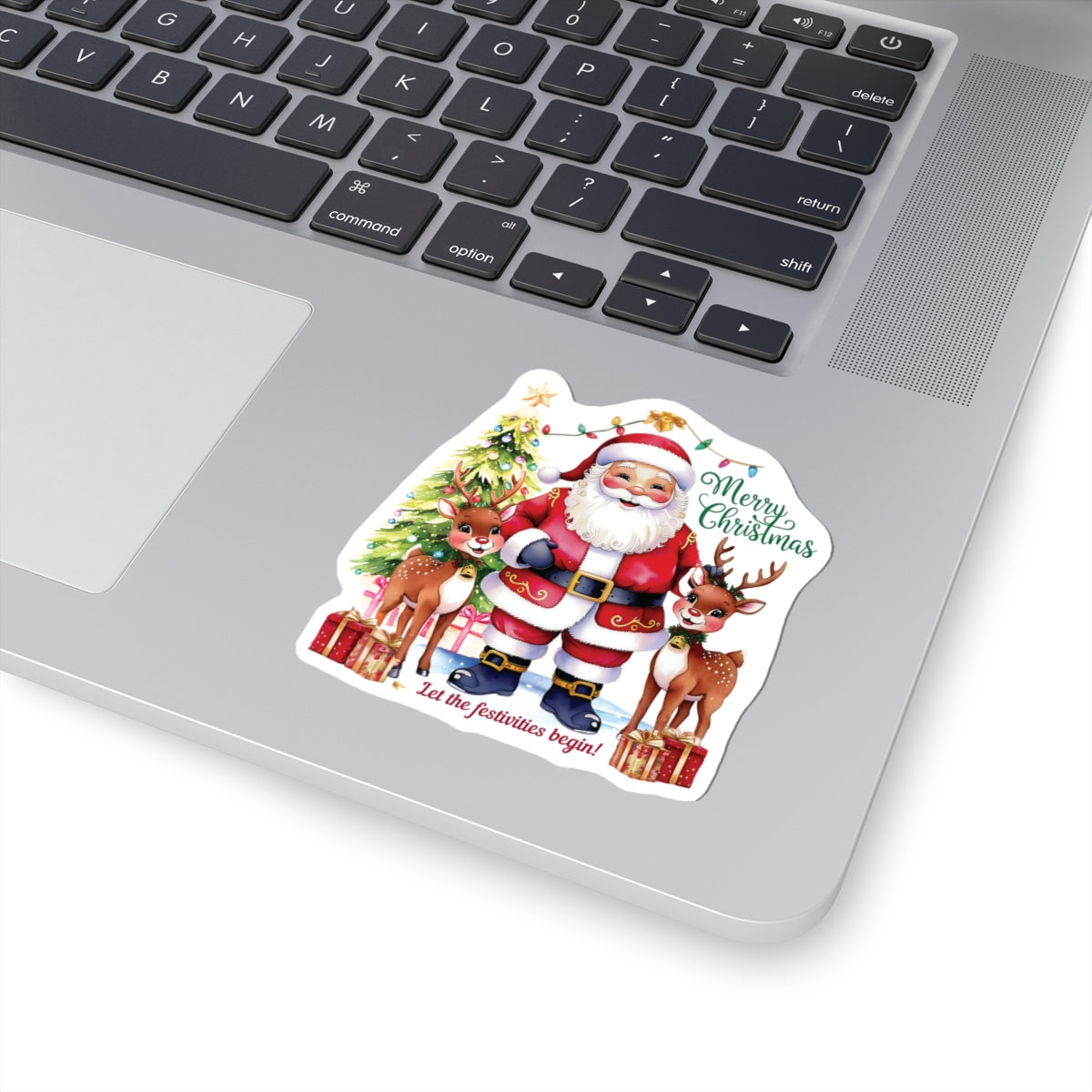 Merry Christmas Festivities Sticker, Holiday Cheer Kiss Cut Sticker, Cute Christmas Gift Idea, Waterproof Vinyl Sticker For Planners Scrapbooks