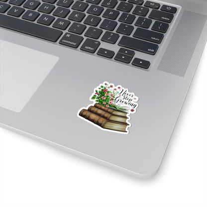 Never Stop Growing Motivational Sticker, Inspirational Growth Mindset Vinyl Decal, Positive Quote Plant Design, Laptop Water Bottle Decor