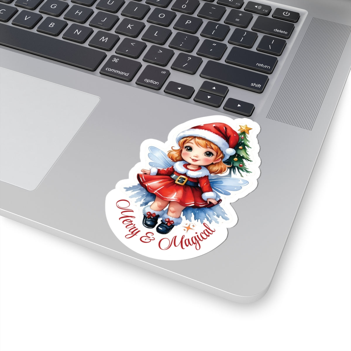 Merry Magical Fairy Stickers, Fantasy Vinyl Decal, Whimsical Pixie Art, Enchanted Holiday Sticker, Waterproof Laptop Water Bottle Decor