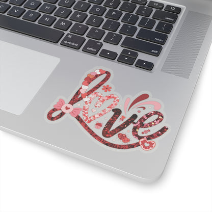 Love Sticker, Valentine's Day Gift, Colorful Heart Candy Vinyl Decal, Romantic Cute Quote, Waterproof Kiss Cut Laptop Scrapbook Water Bottle