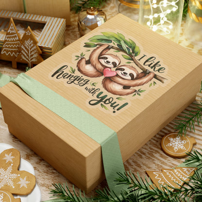 I Like Hanging With You Sloth Sticker, Cute Jungle Animal Couple Vinyl Decal, Valentines Day Love Pun Gift, Funny Watercolor Decal Laptop Decor