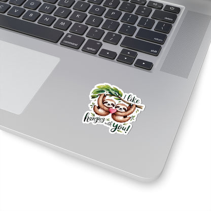 I Like Hanging With You Sloth Sticker, Cute Jungle Animal Couple Vinyl Decal, Valentines Day Love Pun Gift, Funny Watercolor Decal Laptop Decor