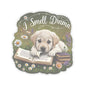 I Smell Drama Sticker, Cute Labrador Puppy Book Lover Gift, Reading Dog Vinyl Sticker, Daisy Meadow Decor, Waterproof Literary Dog Decal Gift