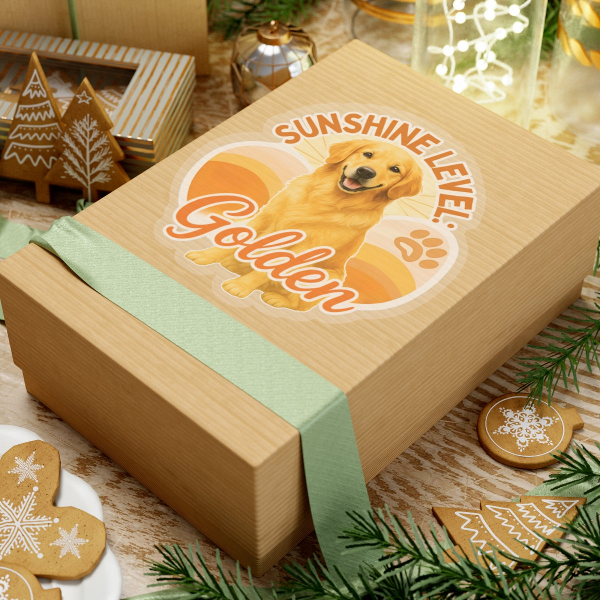 Sunshine Level: Golden Sticker, Golden Retriever Vinyl Sticker, Cute Golden Waterproof Sticker, Laptop Planner Dog Lover Gift Retriever Decal