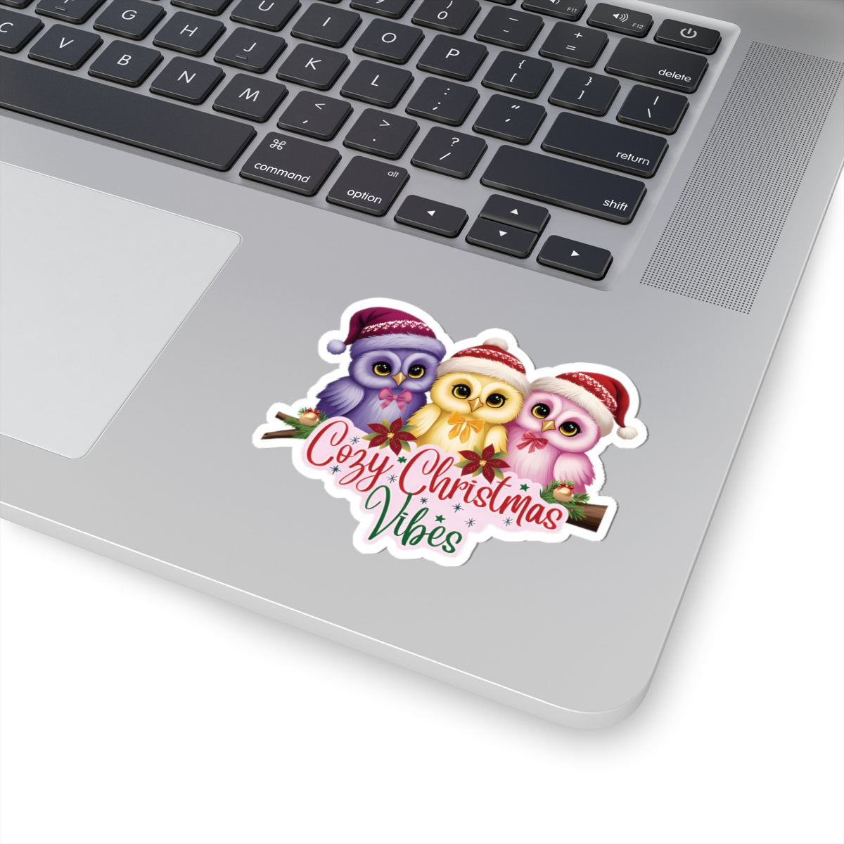 Cozy Christmas Vibes Owl Sticker, Cute Winter Holiday Sticker, Kiss Cut Waterproof Vinyl Sticker, Festive Gift Idea For Planners Scrapbooks