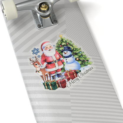 Merry Christmas Stickers, Santa Snowman Reindeer Holiday Stickers, Cute Christmas Tree Stickers, Festive Holiday Vinyl Laptop Mug Stickers