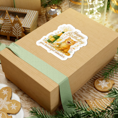 Happy Birthday Stickers, Funny Cute Cat Birthday Card Alternative, Watercolor Cat Stickers, Cat Party Gift, Cat Lover Birthday Gift Laptop Mug