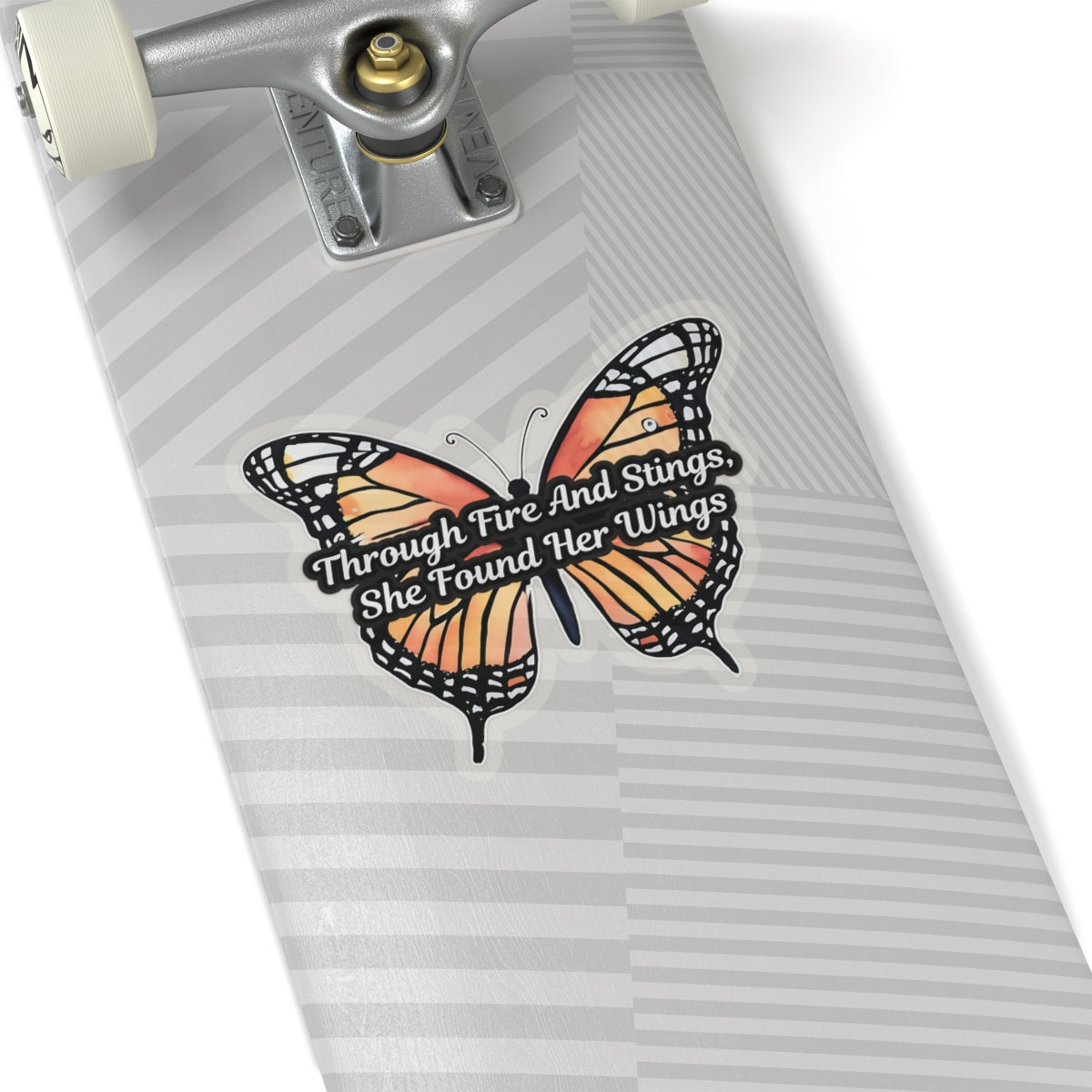 Butterfly Sticker, Through Fire And Stings She Found Her Wings Inspirational Quote, Vinyl Decal Empowerment Gift Resilience Feminine Power