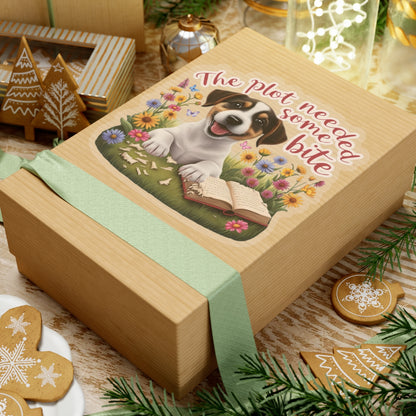 The Plot Needed Some Bite Sticker, Funny Jack Russell Book Lover Gift, Cute Puppy Reading Decal, Whimsical Animal Themed Kiss Cut Sticker