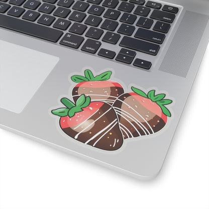 Chocolate Covered Strawberry Sticker, Food Lover Vinyl Decal, Valentine Dessert Sticker, Cute Fruit Sticker, Laptop Water Bottle Journal Decor