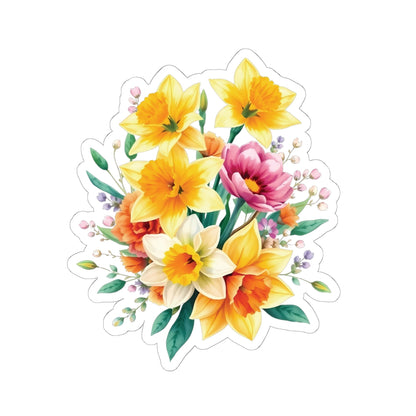 Spring Daffodil Sticker, March Birth Flower Symbol Of Hope Joy Good Luck, Waterproof Vinyl Kiss Cut Floral Laptop Water Bottle Scrapbook Gift