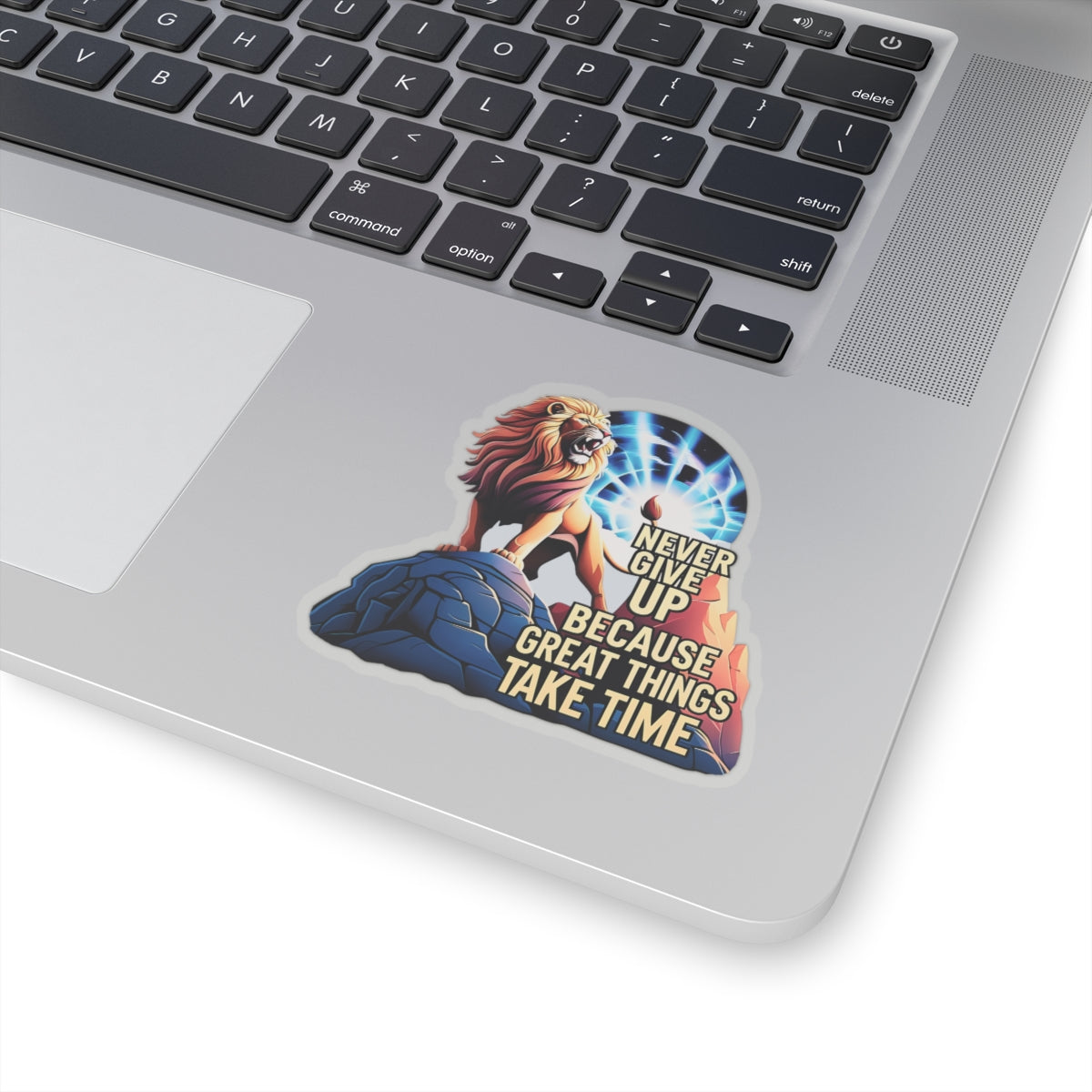 Roaring Lion Stickers, Motivational Quote Decals, Inspirational Laptop Decor, Never Give Up Journal Planner Mug Sticker, Great Things Take Time