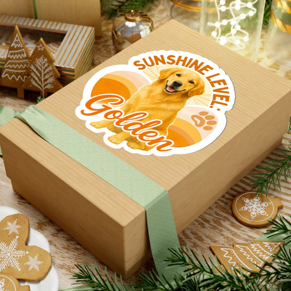 Sunshine Level: Golden Sticker, Golden Retriever Vinyl Sticker, Cute Golden Waterproof Sticker, Laptop Planner Dog Lover Gift Retriever Decal