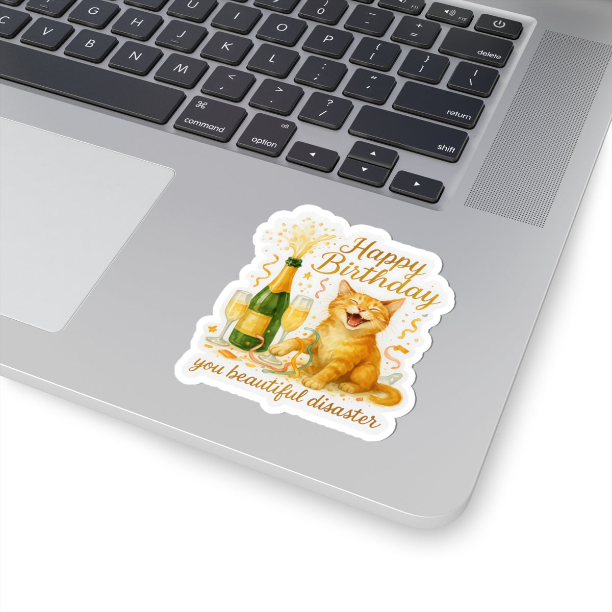 Happy Birthday Stickers, Funny Cute Cat Birthday Card Alternative, Watercolor Cat Stickers, Cat Party Gift, Cat Lover Birthday Gift Laptop Mug