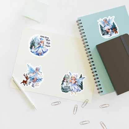 Winter Fairies Sticker Set, Merry And Magical Sticker Pack, Fairy And Reindeer Stickers, Holiday Vinyl Stickers, Planner Scrapbook Stickers