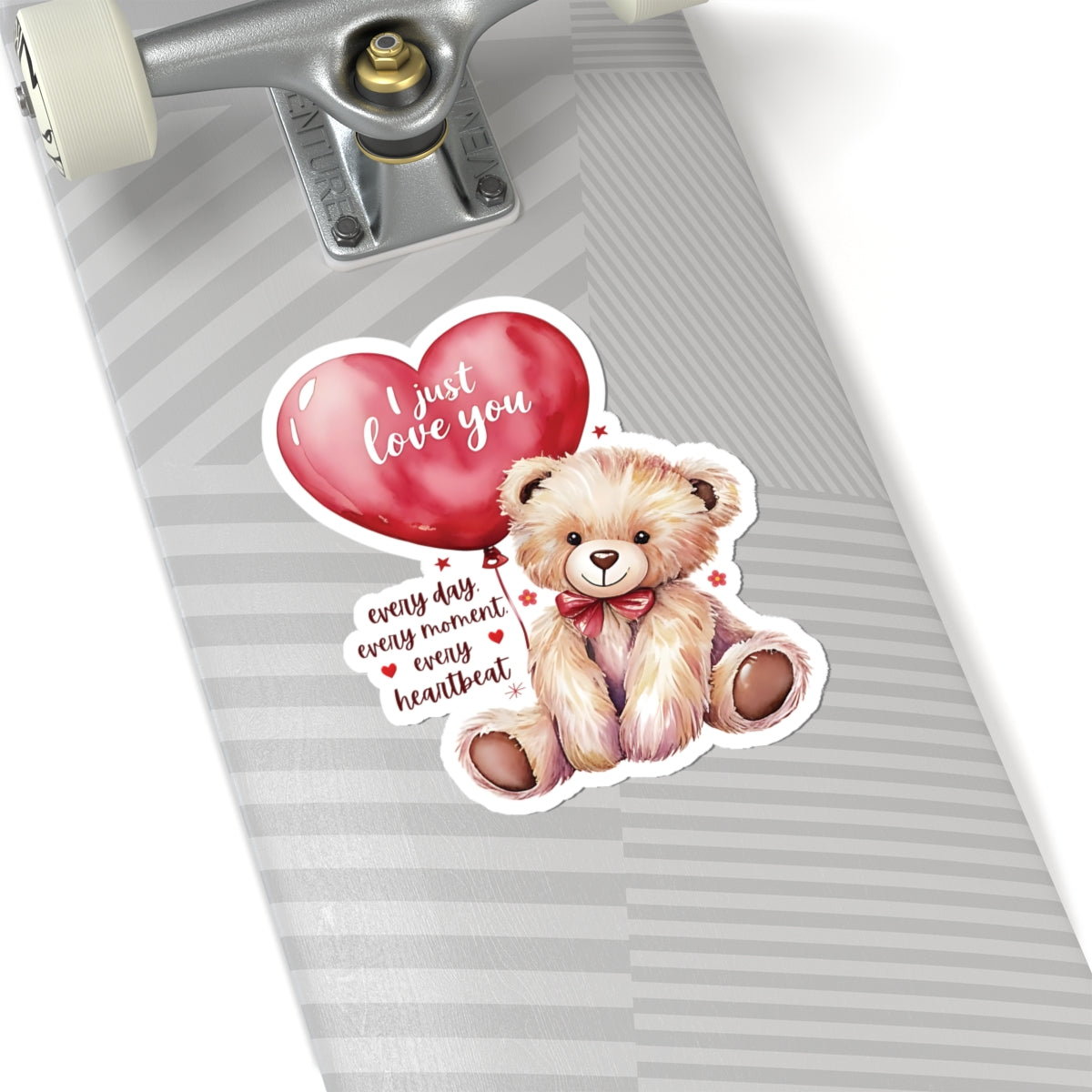 I Just Love You Sticker, Romantic Teddy Bear Valentines Day Gift, Cute Love Quote Vinyl Decal, Waterproof Kiss Cut Laptop Water Bottle Journal