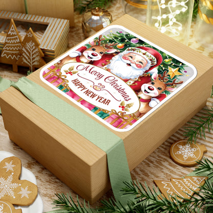 Merry Christmas Happy New Year Holiday Stickers, Cute Santa Reindeer Christmas Tree Holiday Planner Stickers, Winter Vinyl Planner Sticker