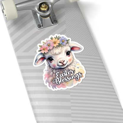 Easter Blessings Lamb Sticker, Spring Holiday Decor, Happy Easter Decal, Religious Christian Sticker, Cute Animal Sticker, Party Favor Cute Gift