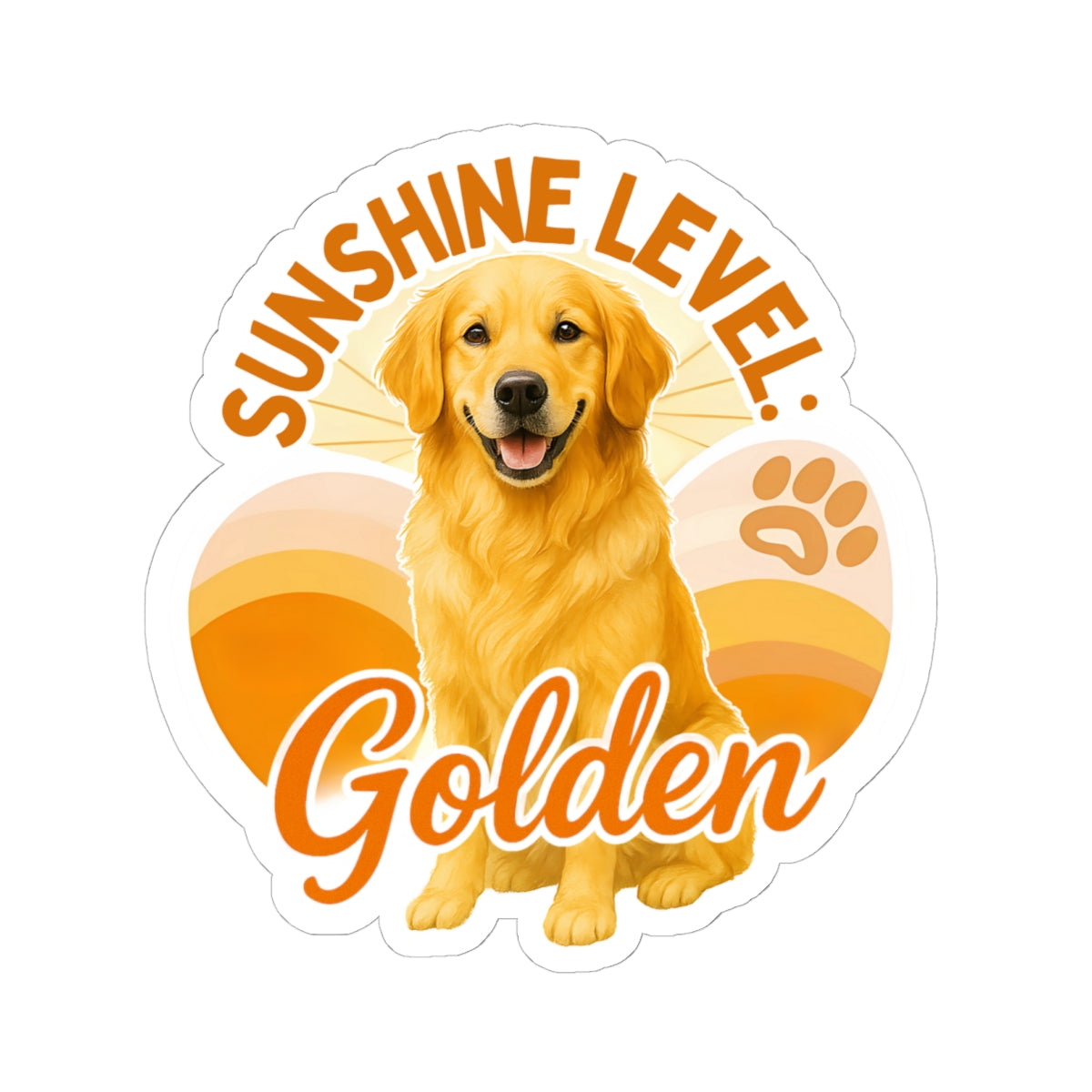 Sunshine Level: Golden Sticker, Golden Retriever Vinyl Sticker, Cute Golden Waterproof Sticker, Laptop Planner Dog Lover Gift Retriever Decal