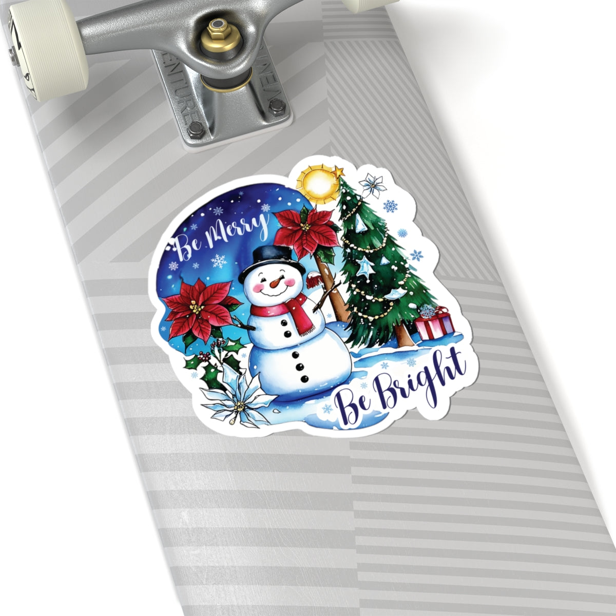 Be Merry Be Bright Sticker, Cute Snowman Christmas Holiday Sticker, Festive Winter Sticker Joyful Snowman Decor, Christmas Spirit Laptop Decal