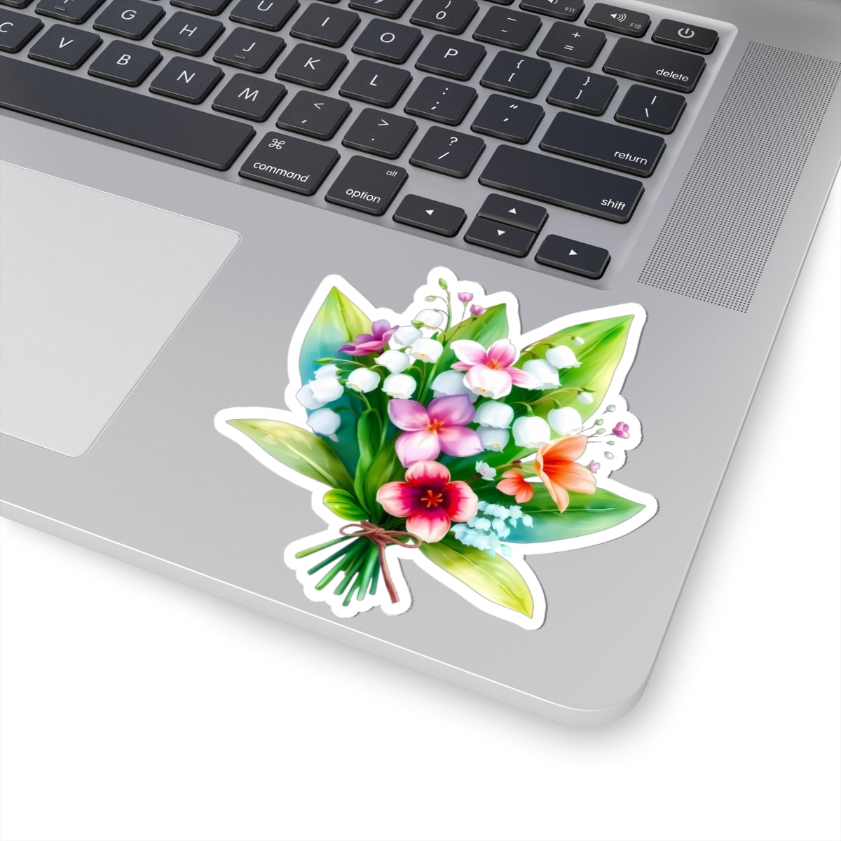 Spring Bouquet Sticker, Lily of The Valley May Birth Flower Vinyl Decal, Floral Laptop Sticker Water Bottle Gift Mother's Day Sticker
