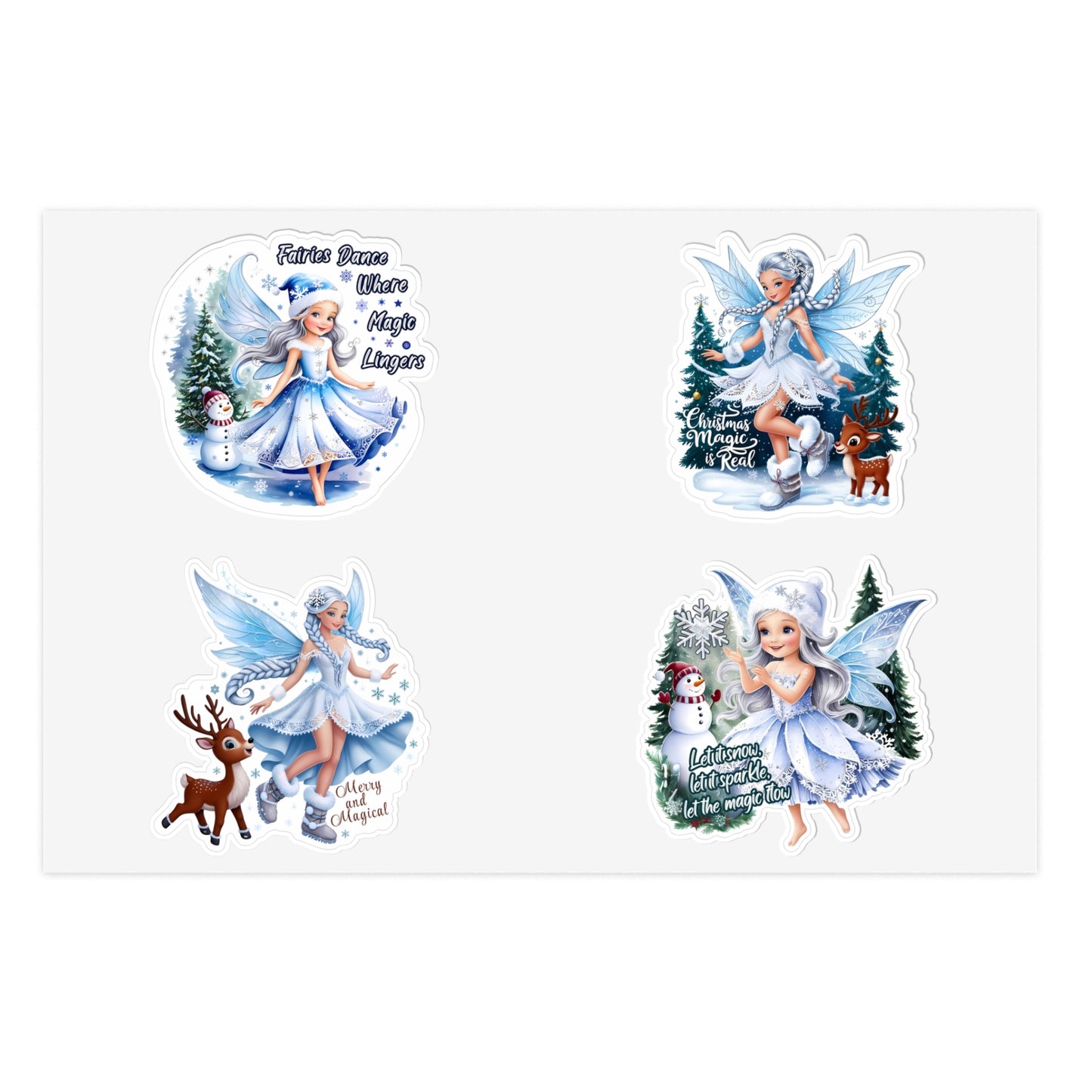 Winter Fairies Sticker Set, Merry And Magical Sticker Pack, Fairy And Reindeer Stickers, Holiday Vinyl Stickers, Planner Scrapbook Stickers