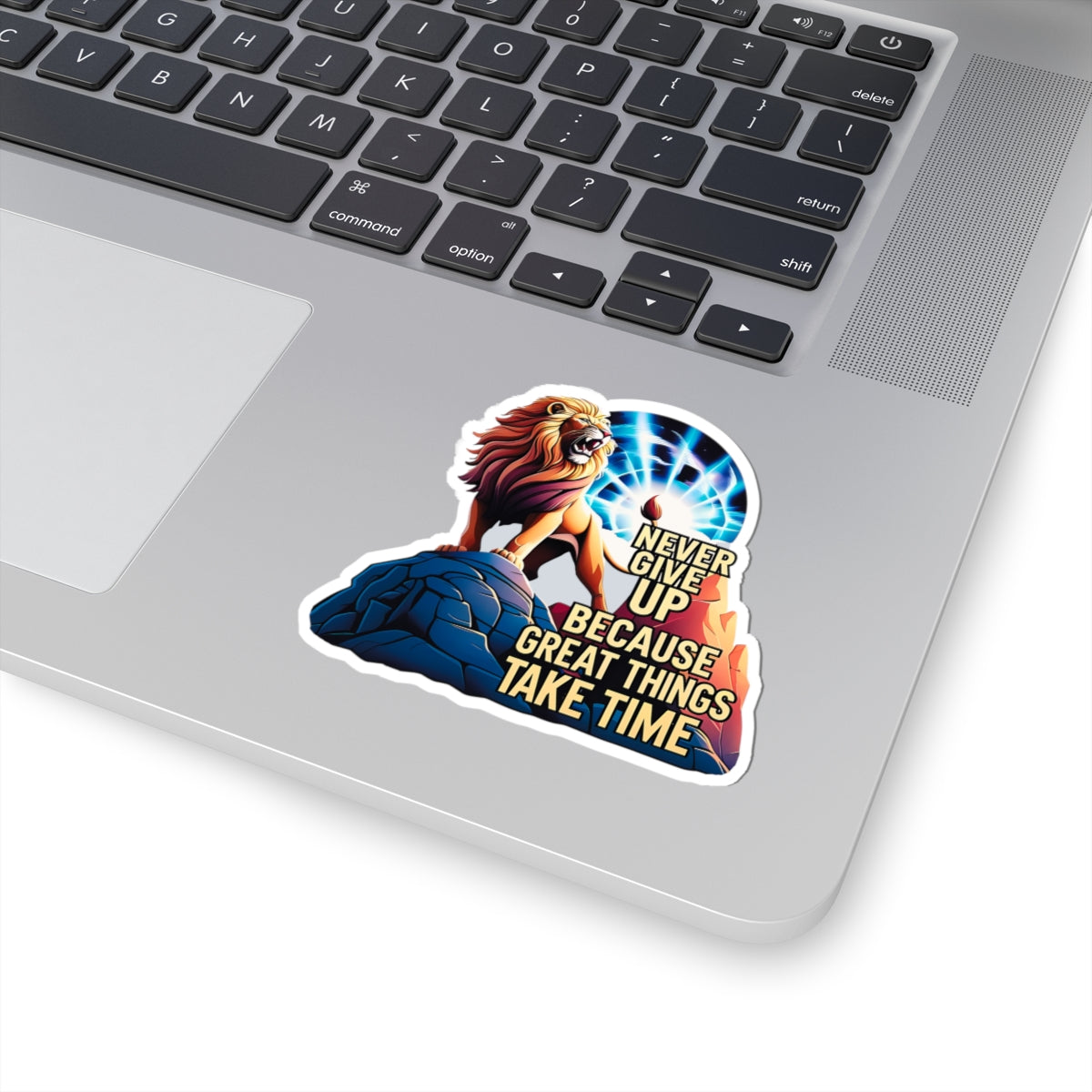 Roaring Lion Stickers, Motivational Quote Decals, Inspirational Laptop Decor, Never Give Up Journal Planner Mug Sticker, Great Things Take Time