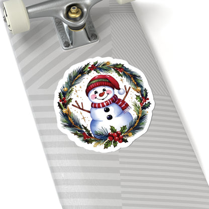 Cheerful Snowman Kiss Cut Stickers, Merry Christmas Holiday Decals, Festive Winter Sticker,  Scrapbooking Laptop Journal Gift Tag Planner