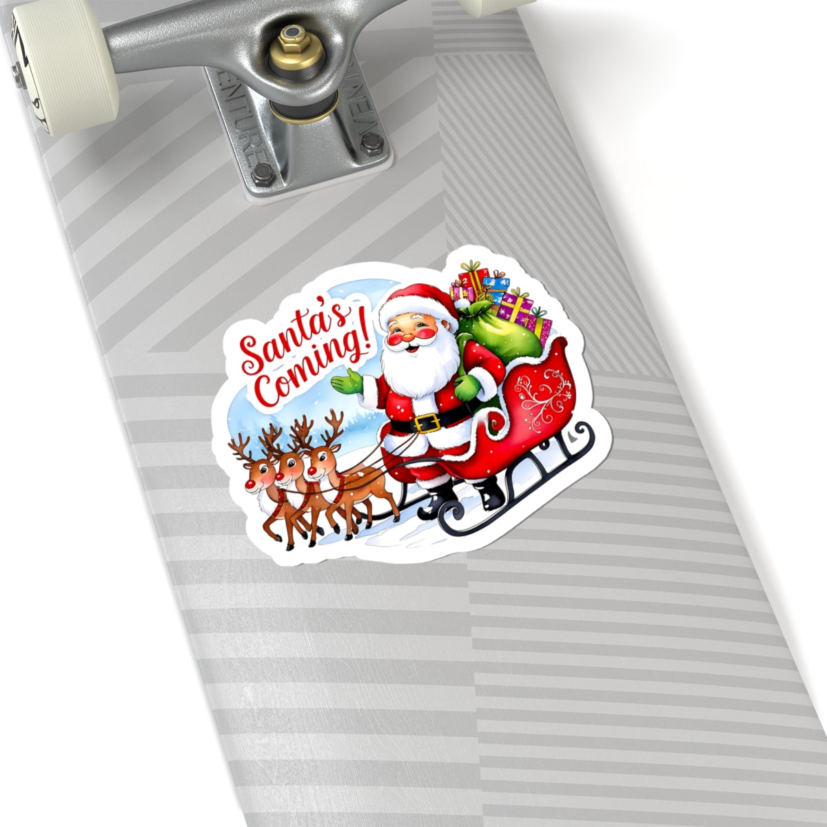Santas Coming Sticker, Funny Christmas Vinyl Sticker, Cute Holiday Sticker, Festive Quote Sticker, Planner Sticker, Scrapbook Laptop Sticker Gift