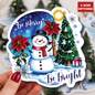 Be Merry Be Bright Sticker, Cute Snowman Christmas Holiday Sticker, Festive Winter Sticker Joyful Snowman Decor, Christmas Spirit Laptop Decal