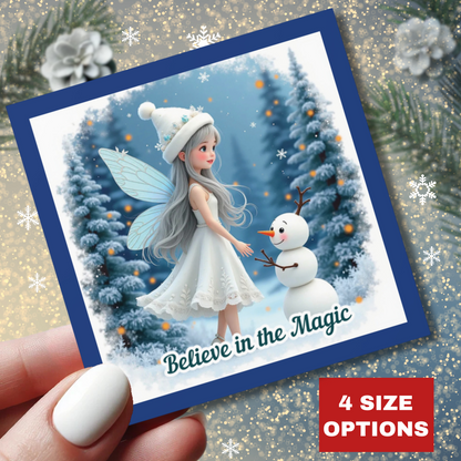 Believe In The Magic Sticker, Winter Fairy Sticker, Inspirational Christmas Sticker, Festive Vinyl Sticker, Holiday Quote Sticker, Planner Decal