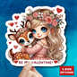 Be My Valentine Sticker, Cute Deer Girl Decal, Romantic Love Gift For Him Her, Valentine's Day Sticker, Laptop Journal Planner Water Bottle Decor