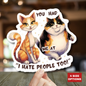 You Had Me at 'I Hate People Too' Funny Cat Kiss-Cut Stickers Waterproof Durable Laptop Water Bottle Sticker Gift