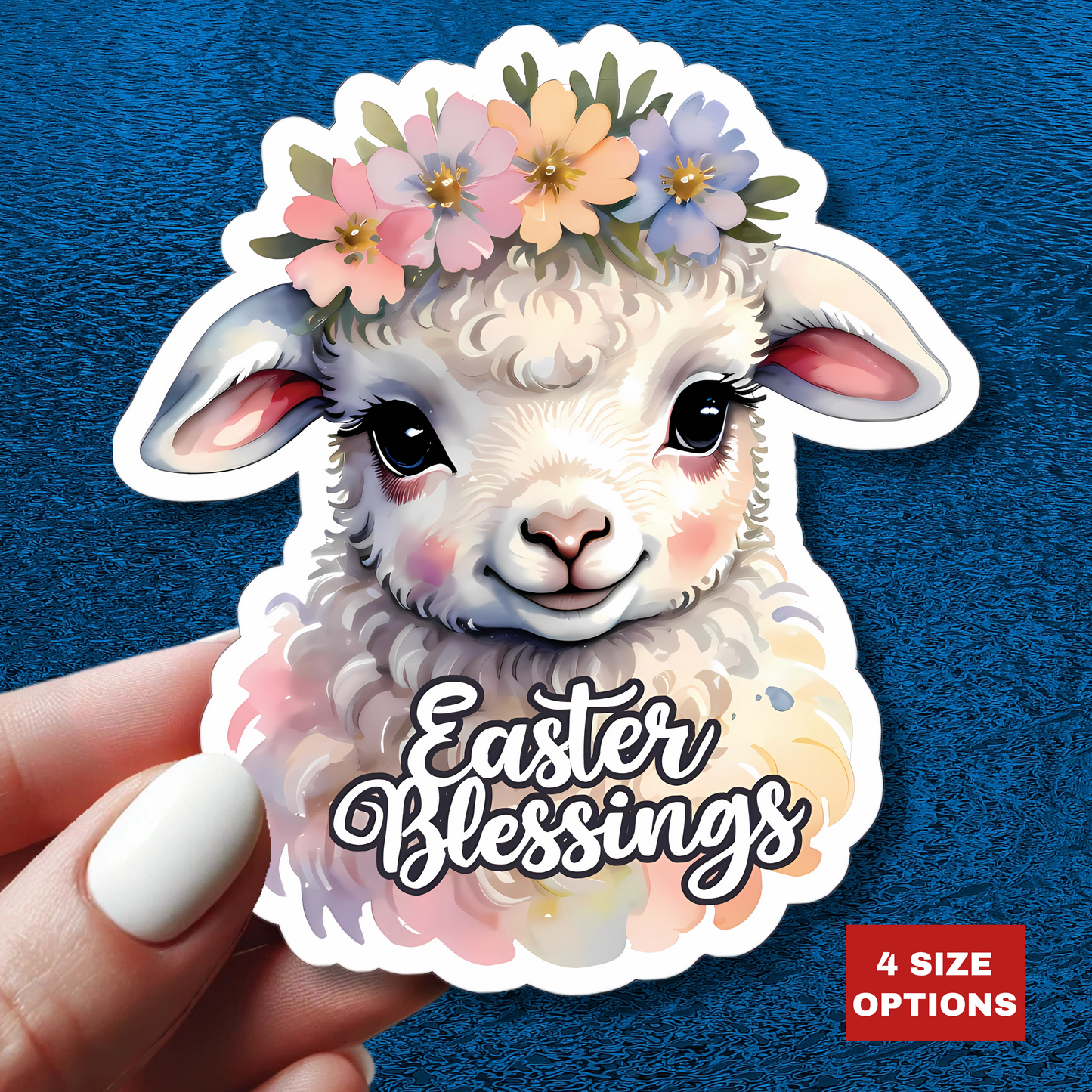 Easter Blessings Lamb Sticker, Spring Holiday Decor, Happy Easter Decal, Religious Christian Sticker, Cute Animal Sticker, Party Favor Cute Gift