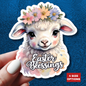 Easter Blessings Lamb Sticker, Spring Holiday Decor, Happy Easter Decal, Religious Christian Sticker, Cute Animal Sticker, Party Favor Cute Gift
