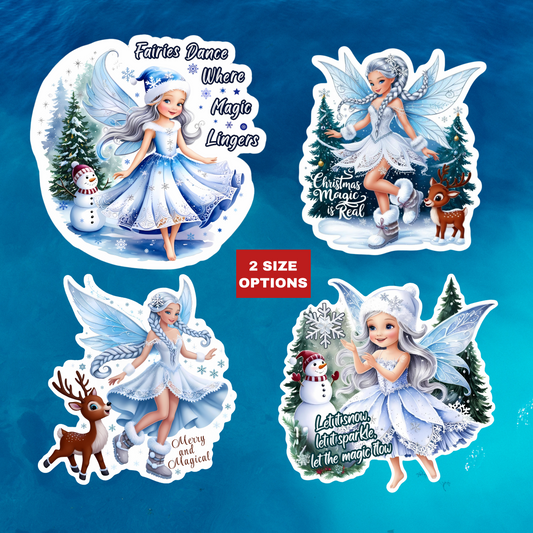 Winter Fairies Sticker Set, Merry And Magical Sticker Pack, Fairy And Reindeer Stickers, Holiday Vinyl Stickers, Planner Scrapbook Stickers
