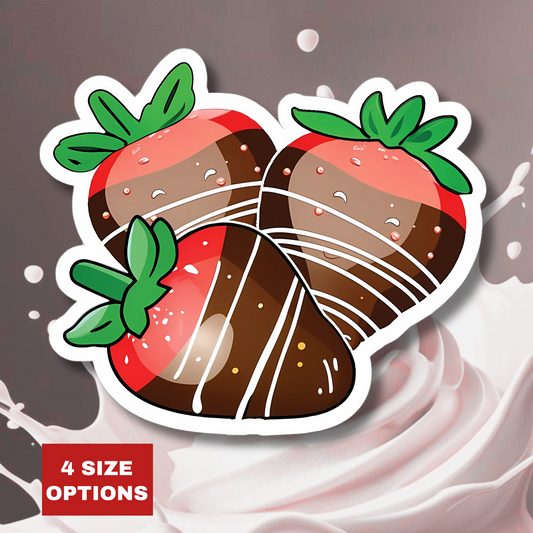 Chocolate Covered Strawberry Sticker, Food Lover Vinyl Decal, Valentine Dessert Sticker, Cute Fruit Sticker, Laptop Water Bottle Journal Decor