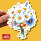 Beautiful Bouquet White Daisies Spring Flowers Kiss-Cut Sticker, Symbol of Purity Innocence Joy April Birth Flower Planner Sticker