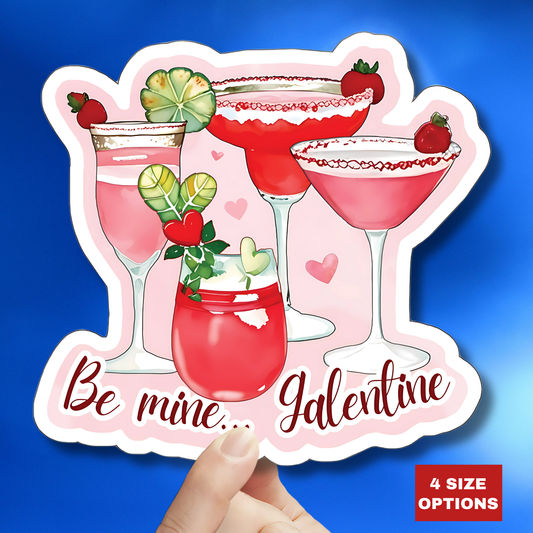 Galentine Sticker, Be Mine Cocktail Sticker, Valentines Day Gift For Her, Cute Drink Sticker, Girls Night Fun Pink Party Planner Decor Decal