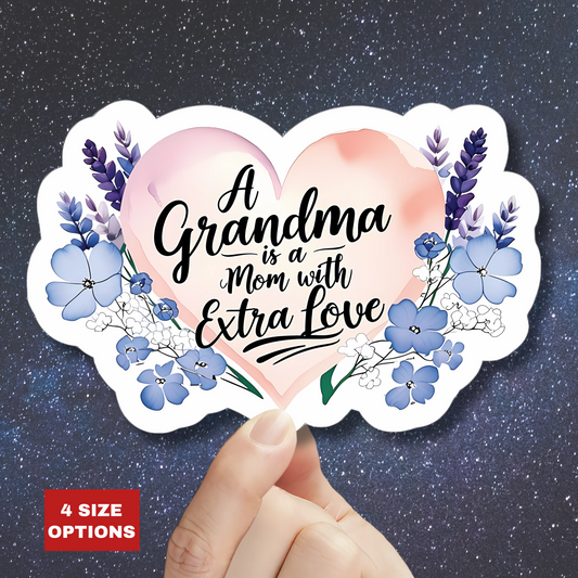 Grandma Mother's Day Kiss Cut Stickers, Floral Heart Gift Design, Cute Nana Sticker - Waterproof Vinyl Sticker